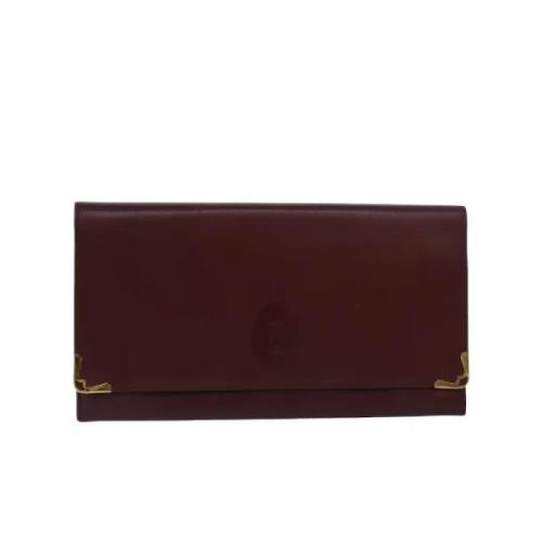 Pre-owned Leather clutches Cartier Vintage , Red , Dames