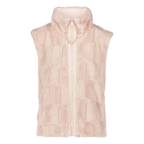 Nepbont vest met opstaande kraag Betty & Co , Beige , Dames