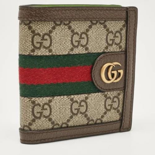 Pre-owned Coated canvas wallets Gucci Vintage , Beige , Heren