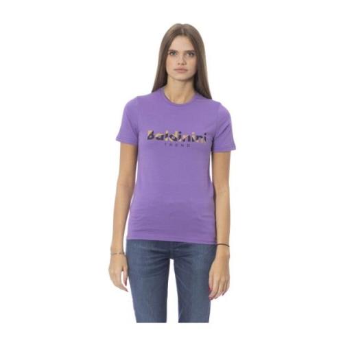 Trendy T-shirt met voorprint Baldinini , Purple , Dames