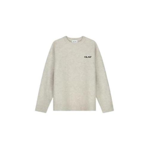 Elegante Gebreide Crewneck Trui Olaf Hussein , Beige , Heren