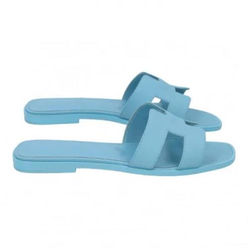 Pre-owned Leather sandals Hermès Vintage , Blue , Dames