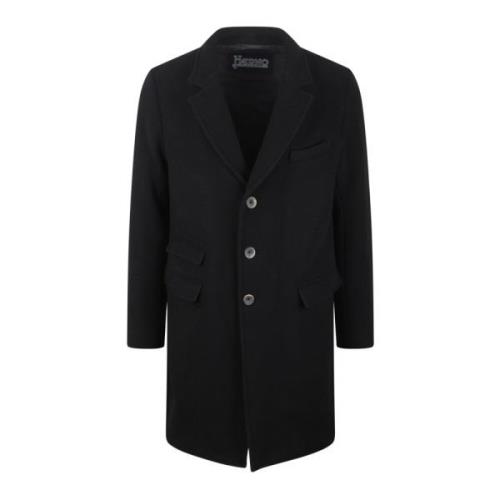 Klassieke Wollen Jas Herno , Black , Heren