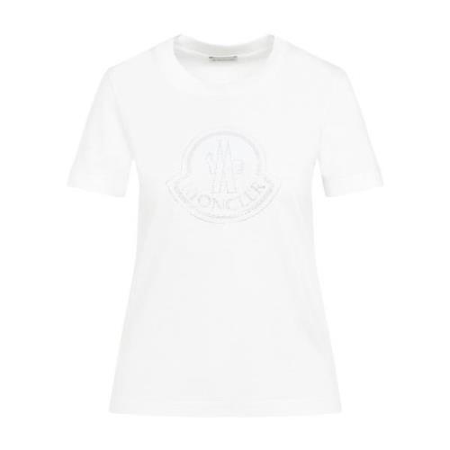 Witte T-shirt Elegante Stijl Moncler , White , Dames