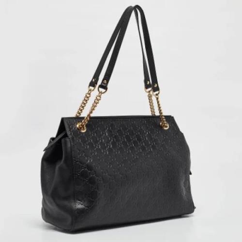 Pre-owned Leather totes Gucci Vintage , Black , Dames