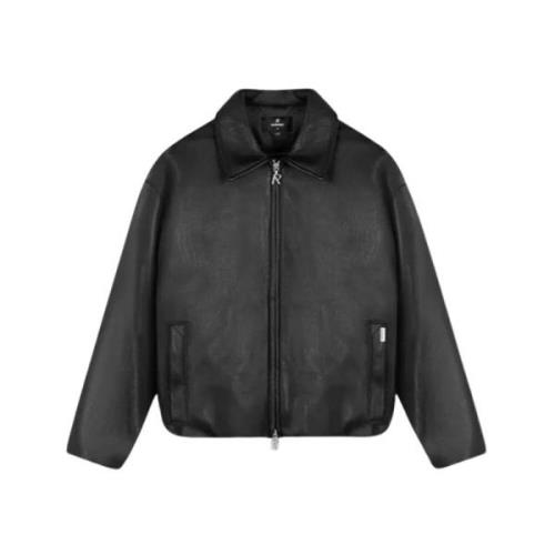 Bomber Leren Jas in Zwart Represent , Black , Heren