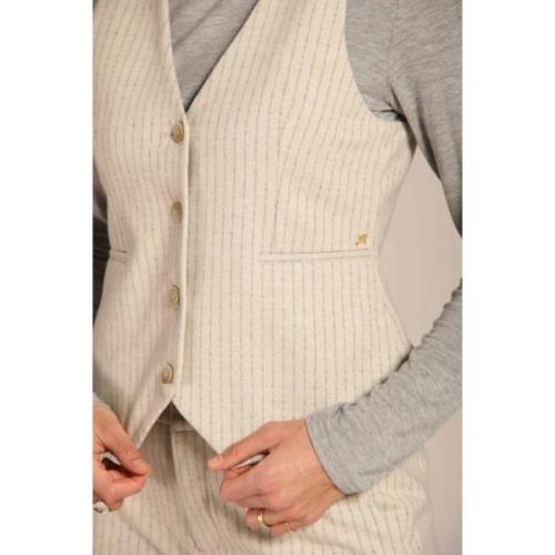 Dames Ellen jersey vest met een gestreept patroon Mason's , Beige , Da...