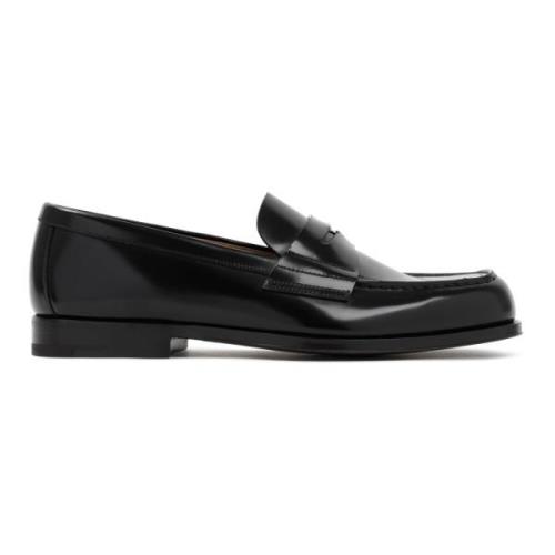 Zwarte Leren Loafers Prada , Black , Heren