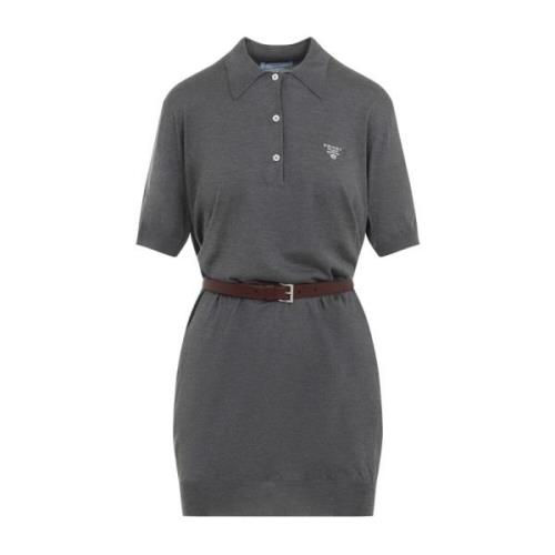 Blauwe Polo Kraag Jurk Prada , Gray , Dames