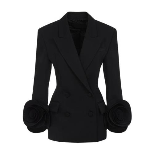 Elegante Zwarte Wollen Jas Valentino , Black , Dames