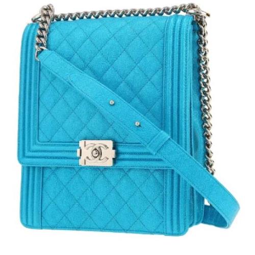 Pre-owned Leather chanel-bags Chanel Vintage , Blue , Dames