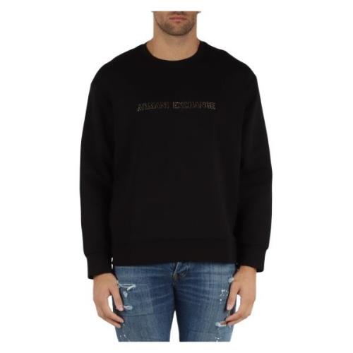 Katoen Logo Sweater Armani Exchange , Black , Heren