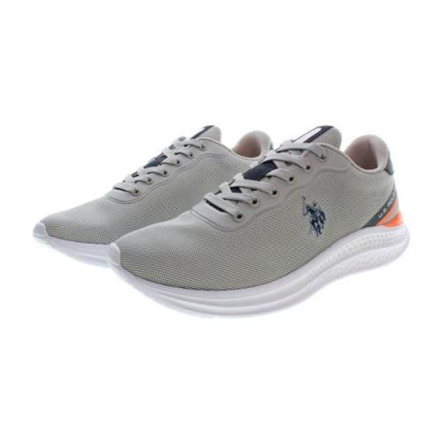 Sportieve grijze vetersneakers met logo U.s. Polo Assn. , Gray , Heren