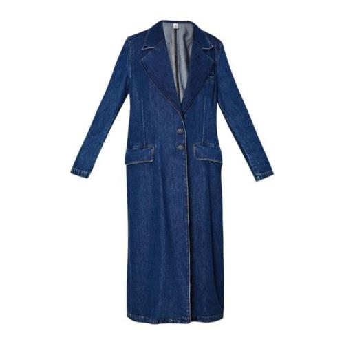 Denim Lange Jas met Revers Kraag Liu Jo , Blue , Dames