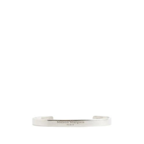 Zilveren Logo Manchet Armband Gegraveerd 925 Maison Margiela , Gray , ...