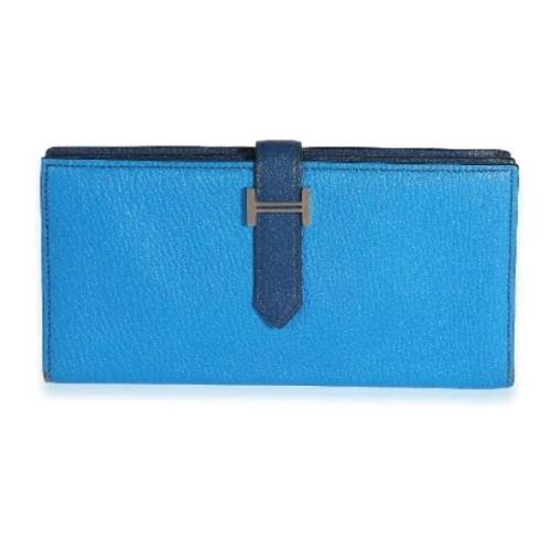 Pre-owned Leather wallets Hermès Vintage , Blue , Dames