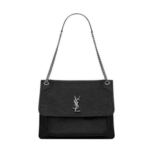 Grote schoudertas van generfd lamsvacht Saint Laurent , Black , Dames