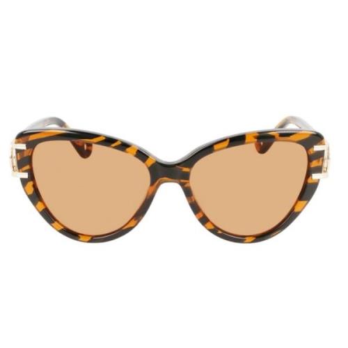 Cat Eye Zonnebril met Acetaat Montuur Lanvin , Brown , Dames