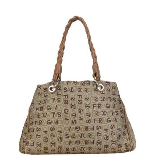 Pre-owned Canvas handbags Salvatore Ferragamo Pre-owned , Brown , Dame...