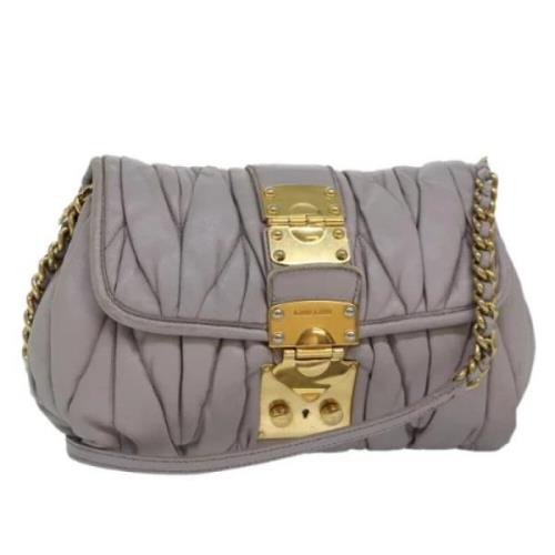 Pre-owned Leather shoulder-bags Miu Miu Pre-owned , Gray , Dames