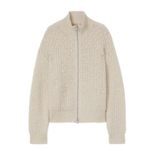 Mohair Alpaca Zip-Up Sweater Jil Sander , Beige , Heren