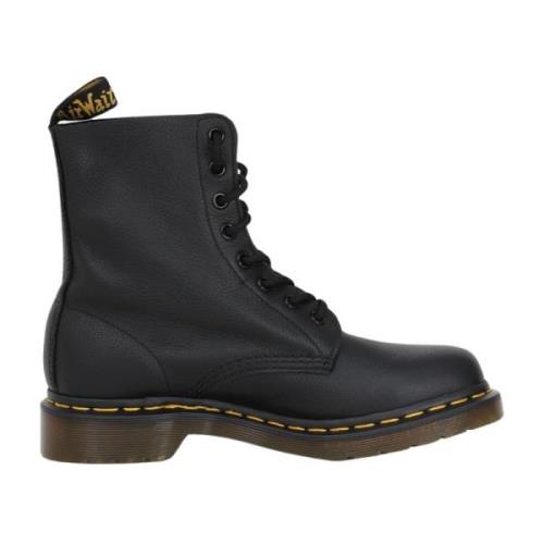 Zwarte leren enkellaarzen Dr. Martens , Black , Dames