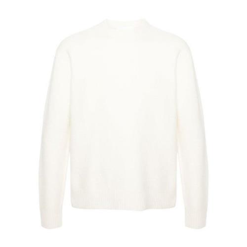 Merino Boiled Wool Crew-Neck Sweater Jil Sander , White , Heren