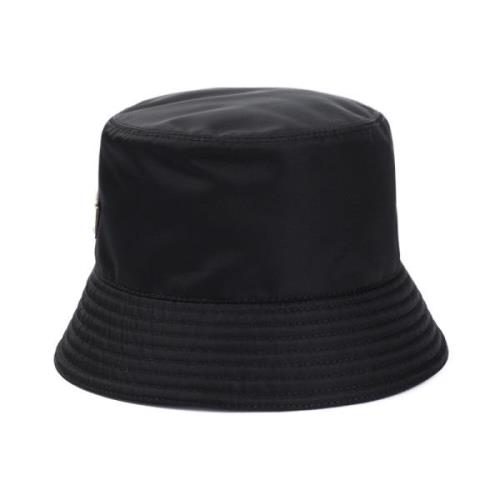 Zwarte Bucket Hat Chic Stijl Prada , Black , Dames