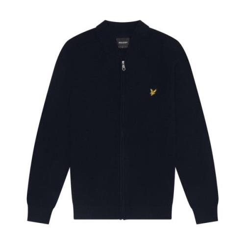 Gebreide Lamswolmix Gebreide Bomber Lyle & Scott , Blue , Heren