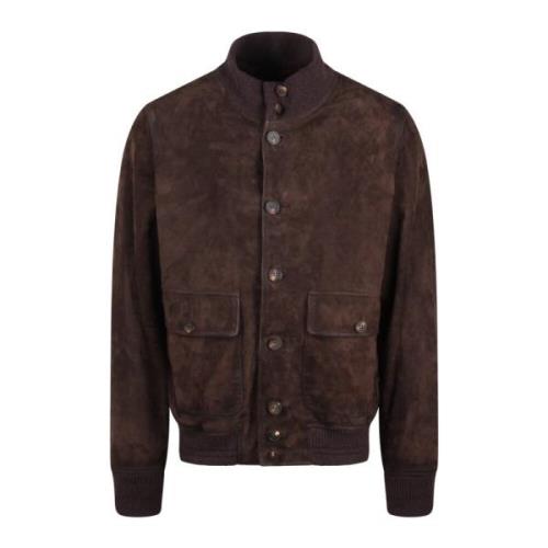 Suède Sheepskin Bomber Jacket Fw24 Golden Goose , Brown , Heren