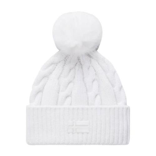 Witte wollen baret met logo-embleem Napapijri , White , Dames