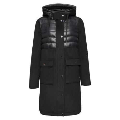 Hybride Wollen Mix Outdoor Parka s.Oliver , Black , Dames