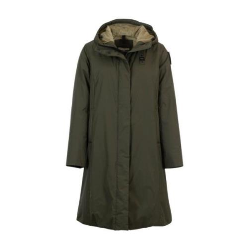 Groene Knielange Parka Met Capuchon Blauer , Green , Dames