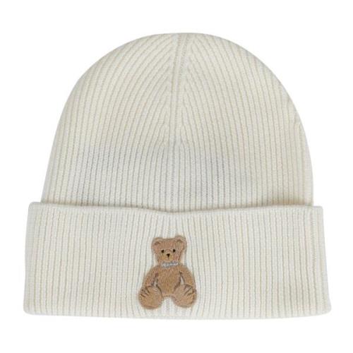 Beige Beanie Hoeden met Bear Design Palm Angels , Beige , Heren