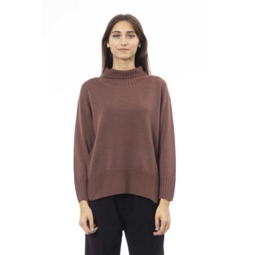 Trui met col en zijsplitten Alpha Studio , Brown , Dames