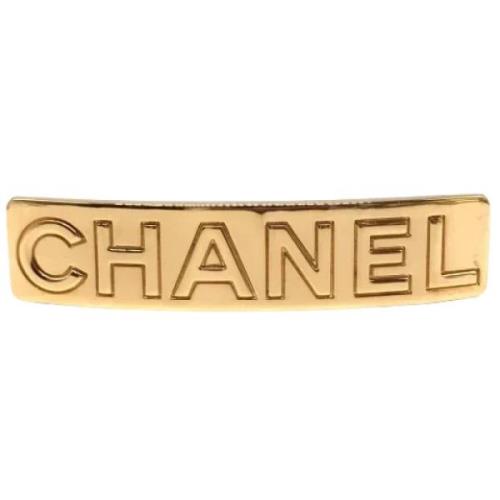 Pre-owned Metal hair-accessories Chanel Vintage , Yellow , Dames