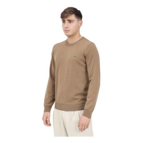 Beige Crewneck Sweater Herfst Winter Lacoste , Beige , Heren