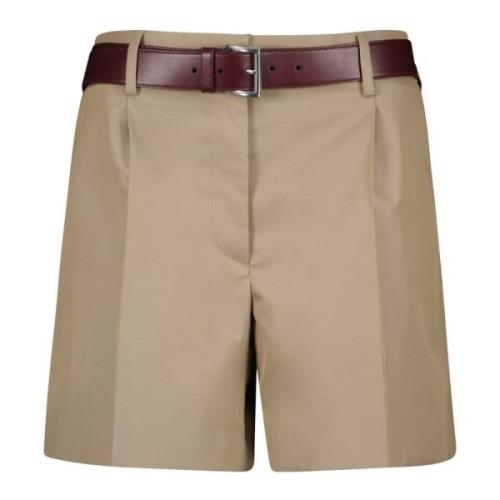 Beige Katoenen Chino Shorts Prada , Beige , Dames