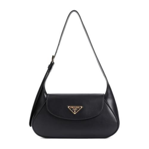 Zwarte Schoudertas met Gouden Hardware Prada , Black , Dames