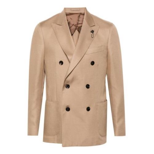 Beige Twill Weave Special Blazer Lardini , Beige , Heren