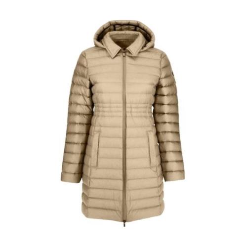 Lange gewatteerde jas met capuchon - Beige Jott , Beige , Dames