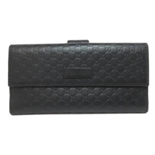 Pre-owned Leather wallets Gucci Vintage , Black , Dames