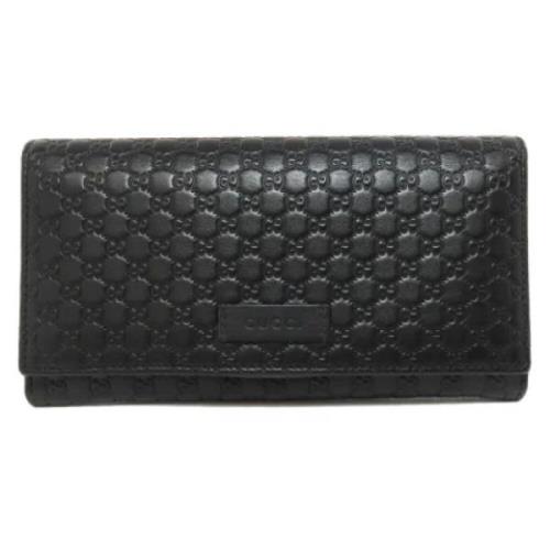 Pre-owned Leather wallets Gucci Vintage , Black , Dames