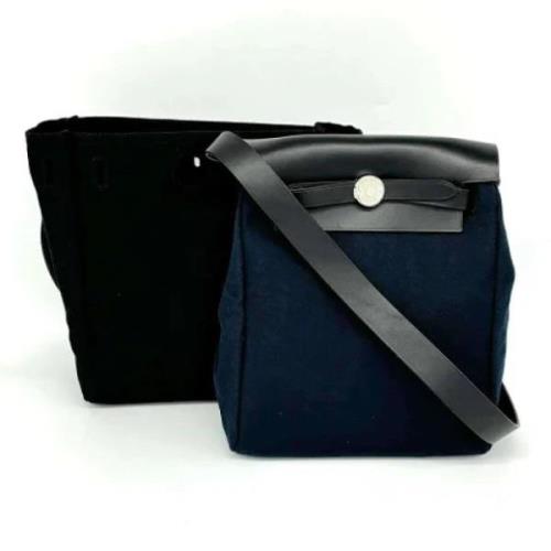 Pre-owned Canvas shoulder-bags Hermès Vintage , Blue , Dames