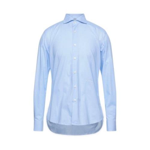 Oxford Katoenen Overhemd met Geborduurd Logo Aquascutum , Blue , Heren