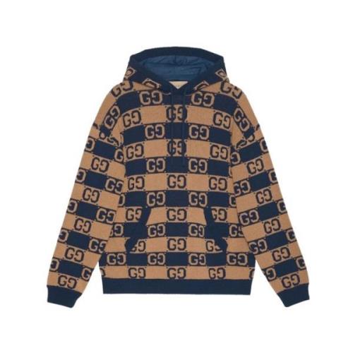 Supreme GG intarsia-gebreide hoodie Gucci , Brown , Heren