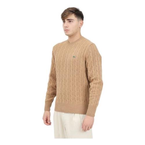 Beige Crewneck Sweater Winter Essential Lacoste , Beige , Heren