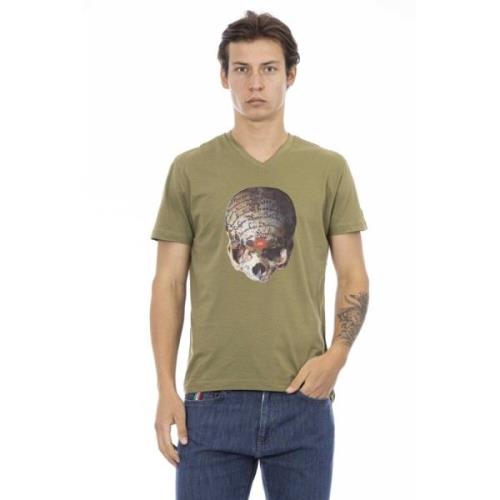 Korte mouwen V-hals T-shirt Trussardi , Green , Heren