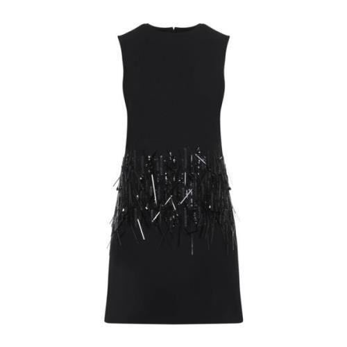 Zwarte Wol Zijde Jurk Elegante Stijl Valentino , Black , Dames