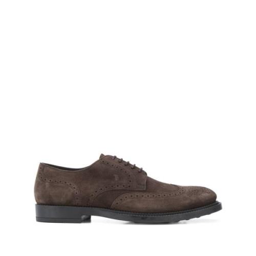 Blauwe Suède Oxford Schoenen Tod's , Brown , Heren